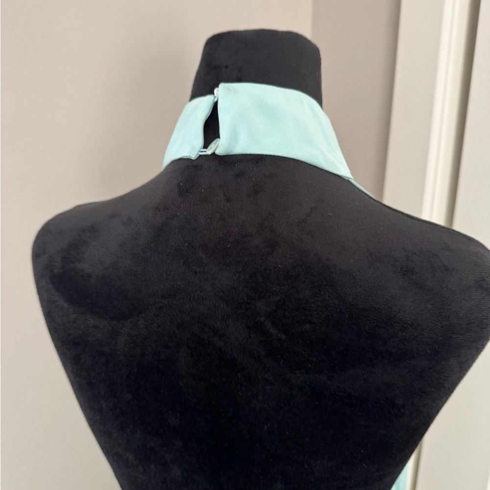 Lapointe Satin Halter Gown 4 Seafoam - Picture 5 of 12